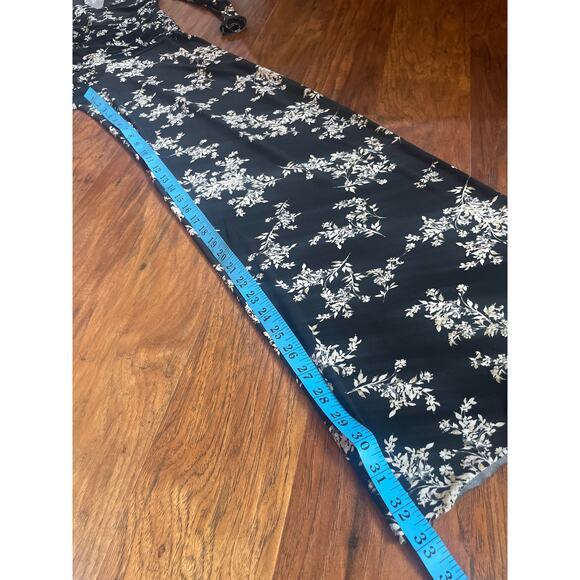 NORMA KAMALI Floral Print Shirred Jumpsuit STRETCHY SLINKY Wide Leg Black Sz XS - Picture 7 of 8